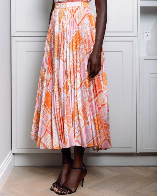 Grace Note Plissé Skirt - Blush Multi
