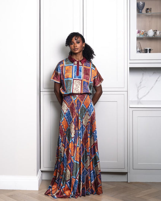 Grace Note Plissé Pant Set - Heritage Multi