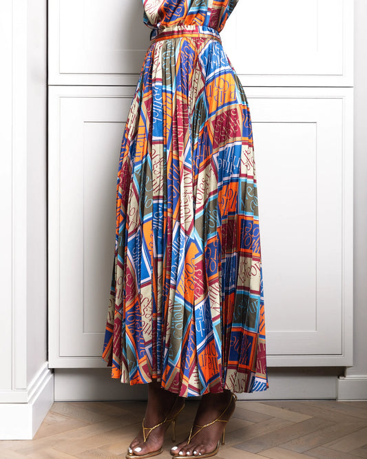 Grace Note Plissé Skirt - Heritage Multi