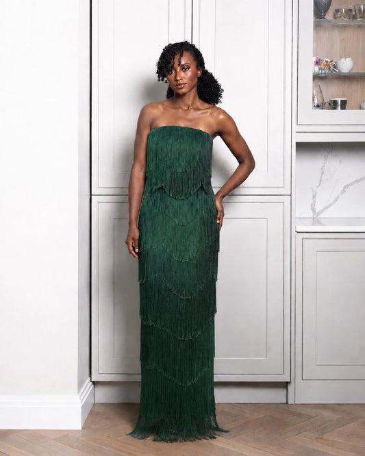 Golden Letter Fringe Gown