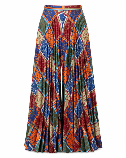 Grace Note Plissé Trouser - Heritage Multi