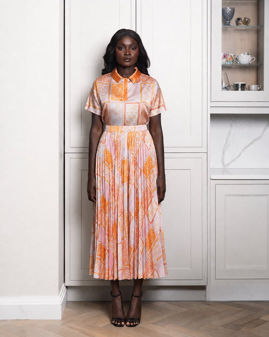 The Grace Note Plissé Skirt Set - Blush Multi